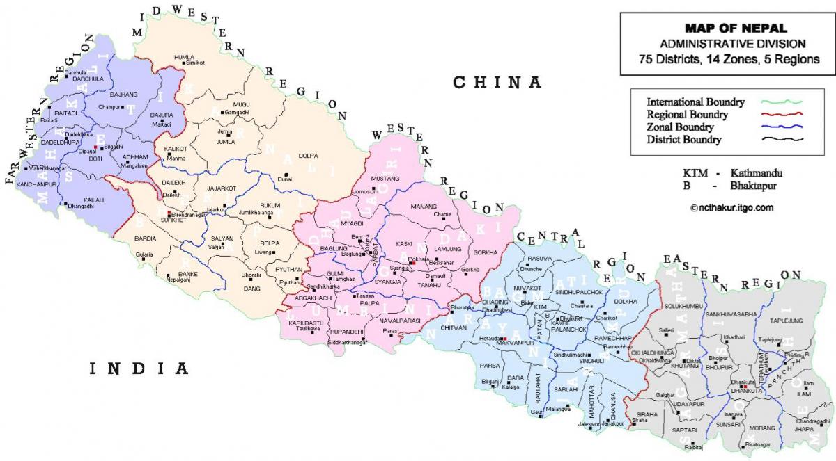 נפאל המפה הפוליטית עם המחוזות