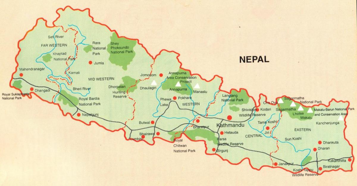 נפאל מפת התיירות חינם
