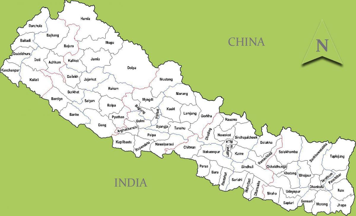 נפאל המפה עם ערים