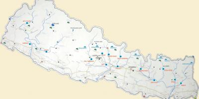 מפה של נפאל מראה נהרות