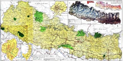 מפת הדרכים של נפאל עם המרחק